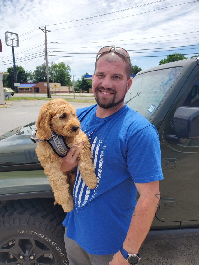 Veteran and Service Dog Puppy first meeting