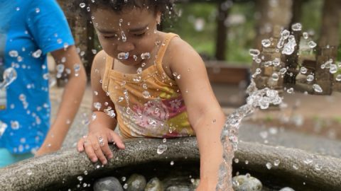 Isabella splashing at the Gardens during her SST session