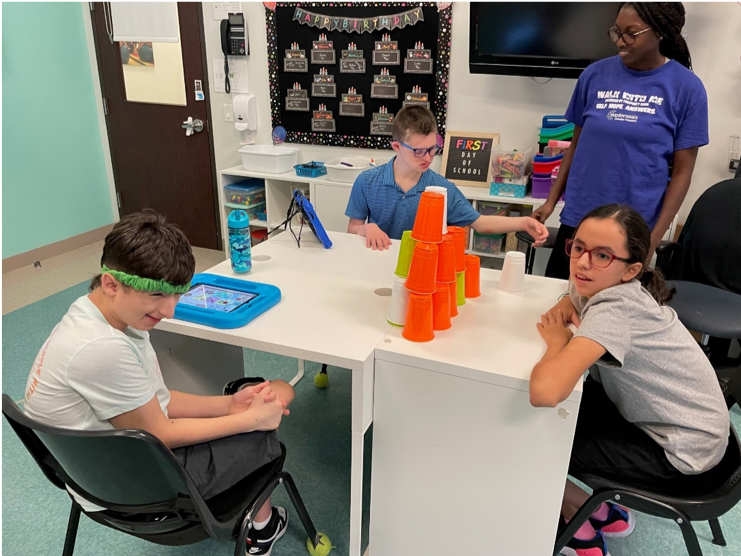 Ayvn in class, August 2023 (in left foreground, wearing green headband)