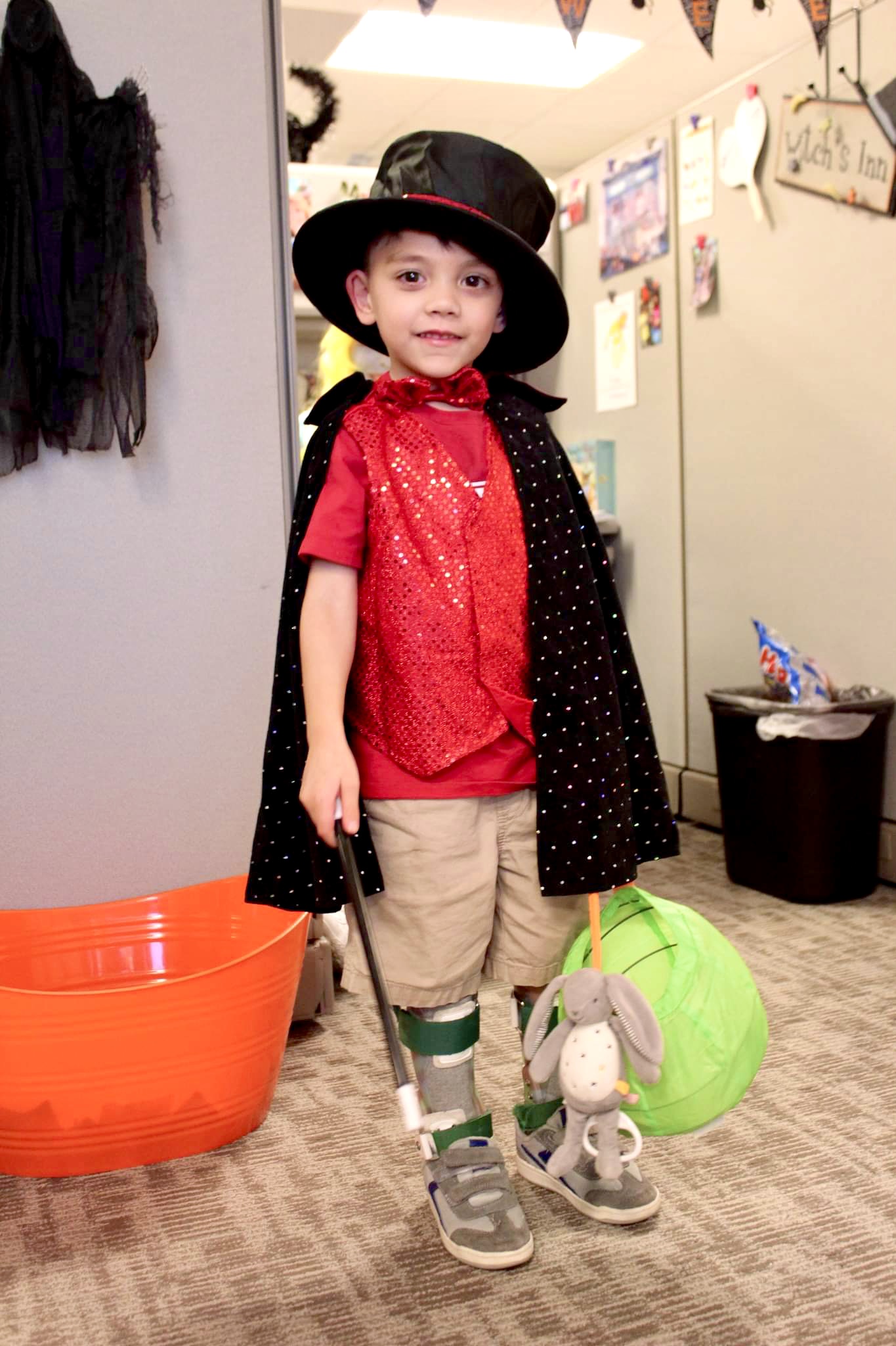 Little Boy trick-or-treating at Pumpkin Patch