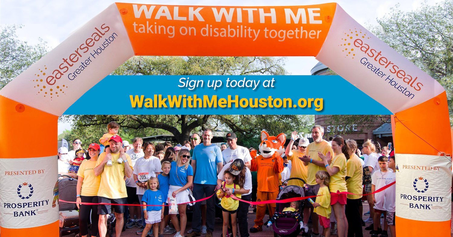 Sign up today at WalkWithMeHouston.org. Image of Walk With Me ambassadors at the starting line.