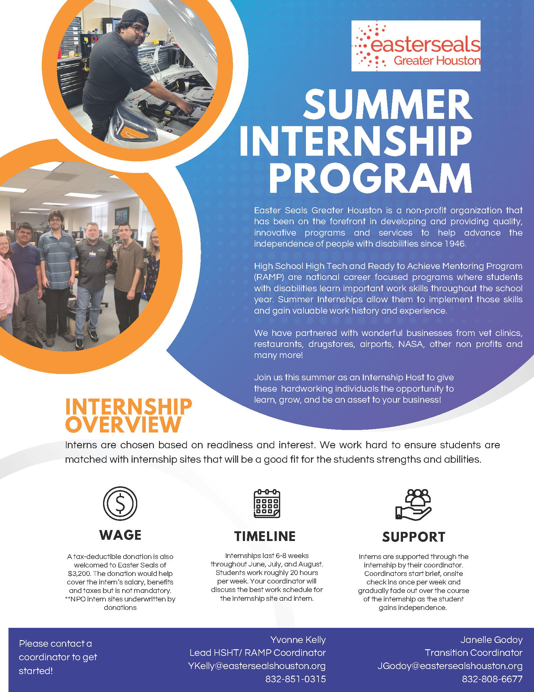 Easter Seals Greater Houston Summer Internship Program Flyer