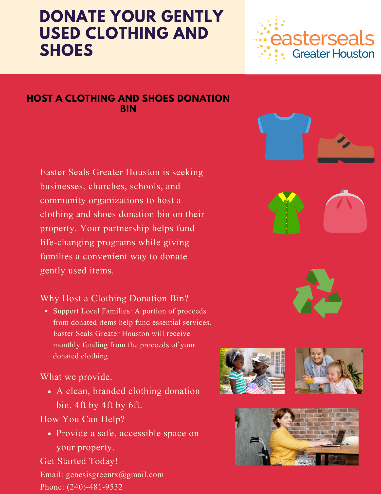 Genesis Green Clothing Recycling Flyer Easter Seals Greater Houston