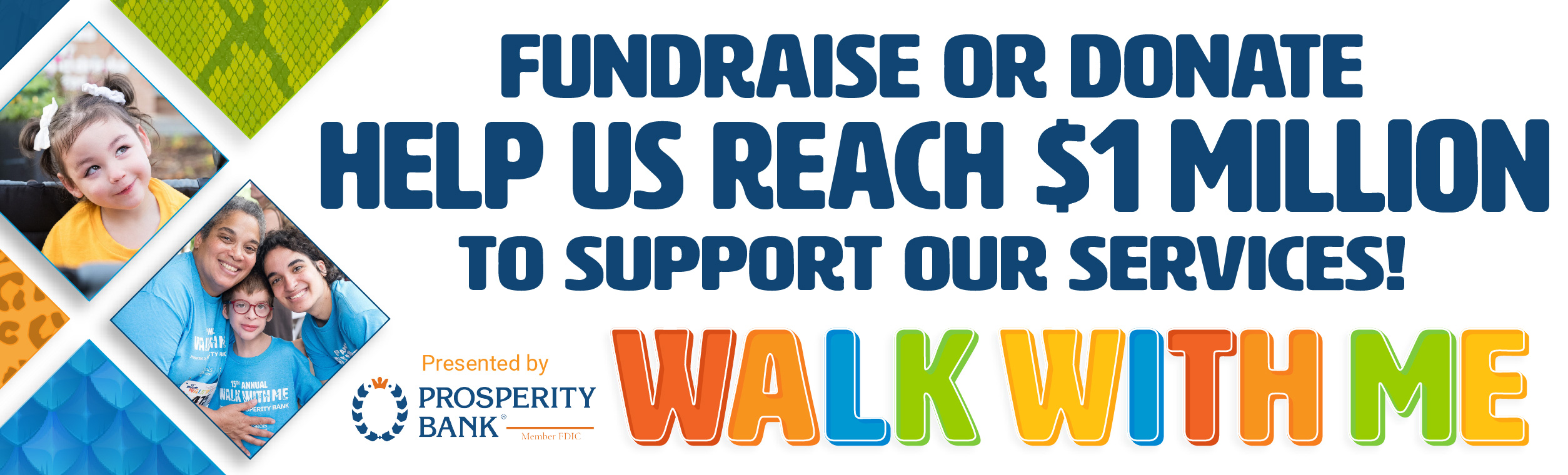 Fundraise or Donate, help us reach $1 million to support our services.